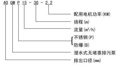 WQP型不銹鋼潛水泵型號(hào)意義